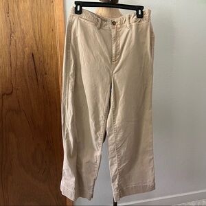 GAP sz 8 Khaki High Rise Crop Wide Leg Cotton